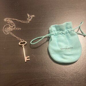 Authentic Tiffany & Co Large Silver Oval Key Necklace Pendant